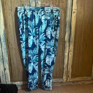 Blue Leaf Print Joggers